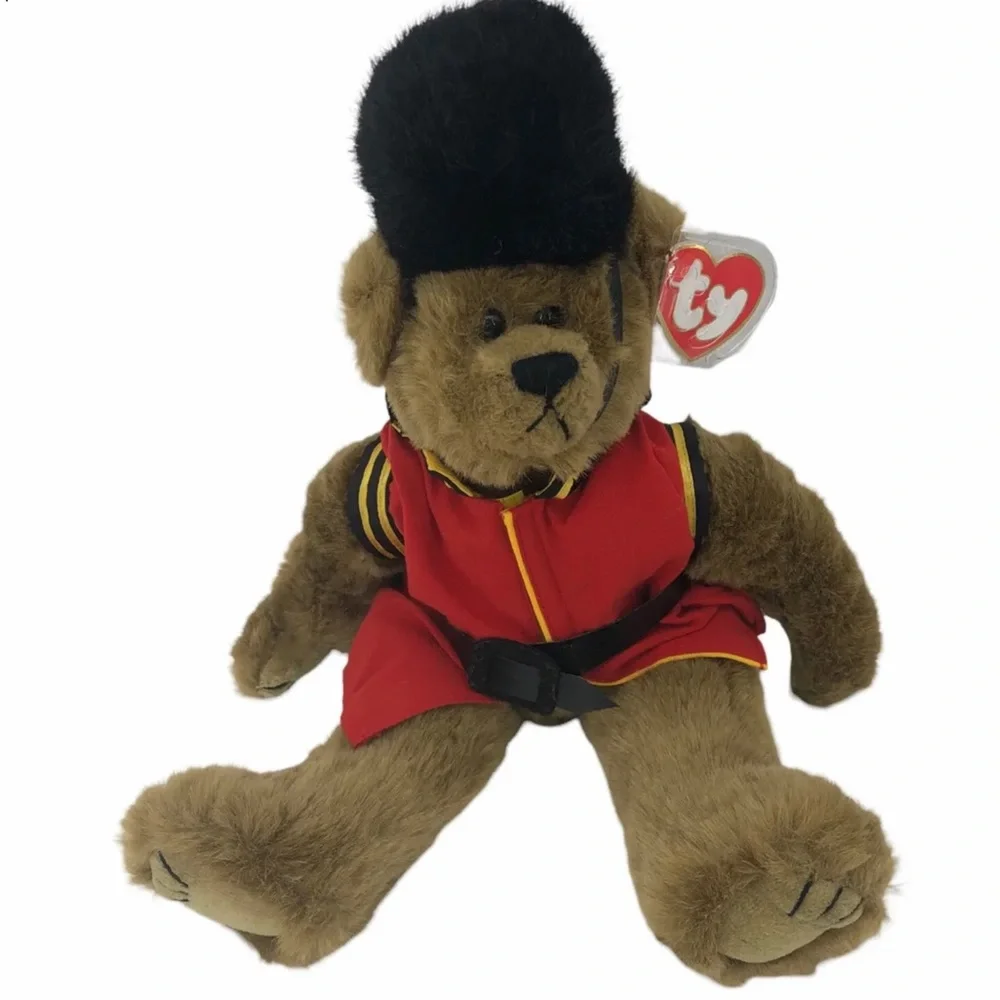 Vintage TY Malcom British queens guard brown Teddy bear plush toy stuffed animal